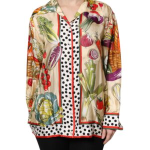 Multicolor Vegetables Silk Long Sleeves Top