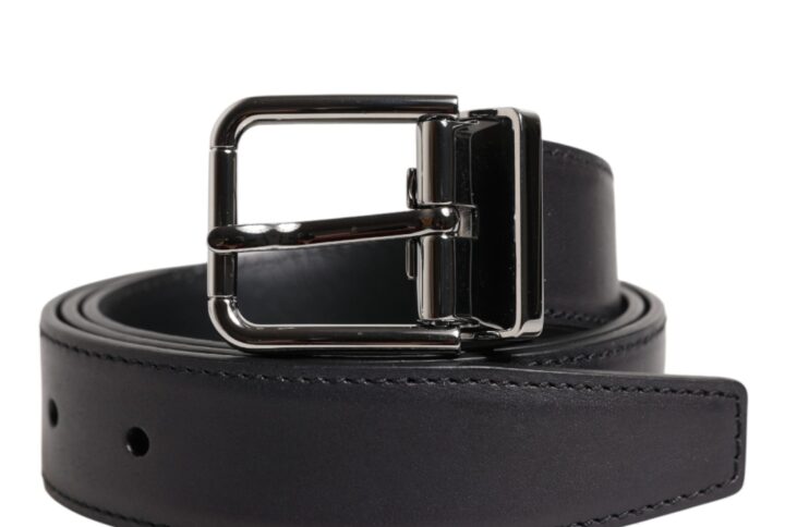 Black Classic Calf Leather Silver Buckle Belt | Jag Couture London – New York
