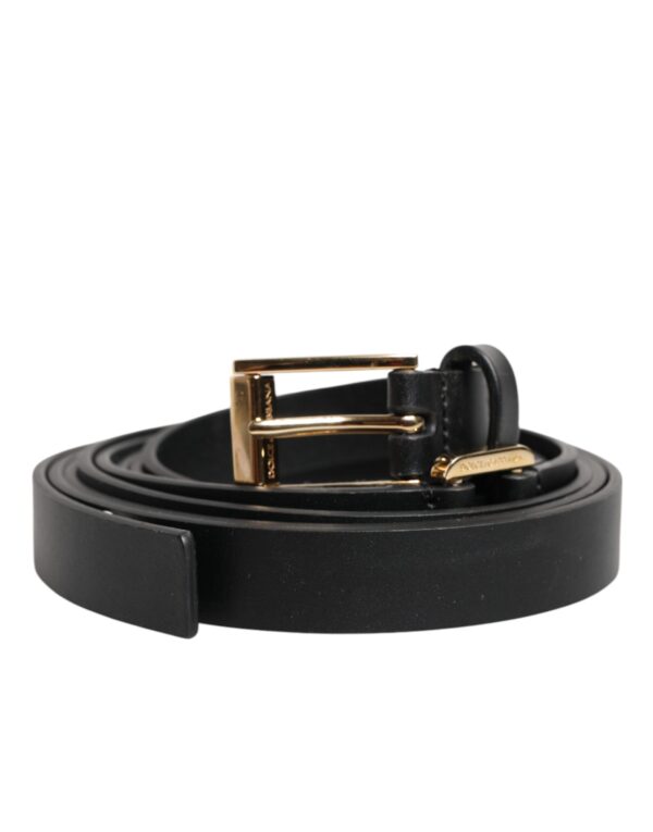 Black Double Strap Leather Gold Buckle Belt
