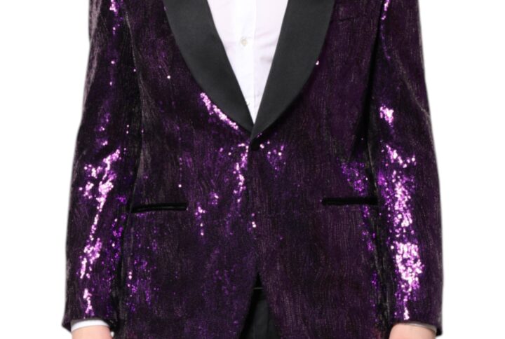 Purple SICILIA Sequin Embellish Coat Jacket