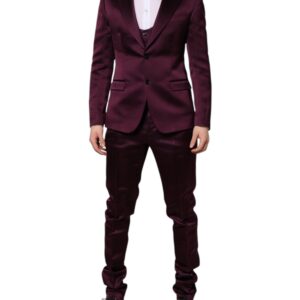 Dark Purple Silk 3Piece Single Breasted Suit