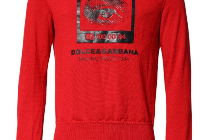 Red Eye Print Crew Neck Men Pullover Sweater | Jag Couture London – New York