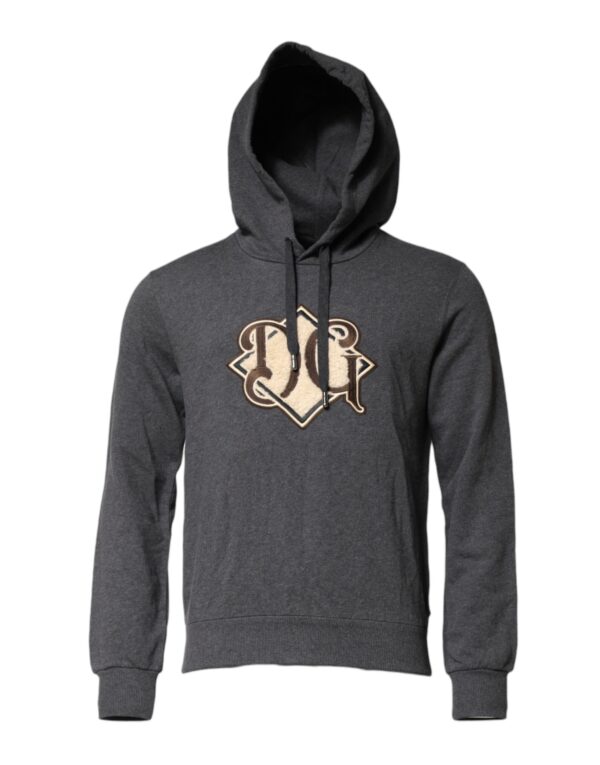Gray Logo Patch Hooded Sweatshirt Sweater