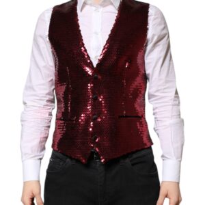 Red Sequined Dress Formal Men Waistcoat Vest
