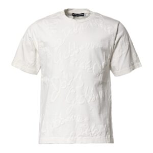 White Cotton Logo Embossed Crew Neck T-shirt
