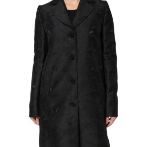 Black Single Breasted Trench Coat Jacket - Jag Couture London