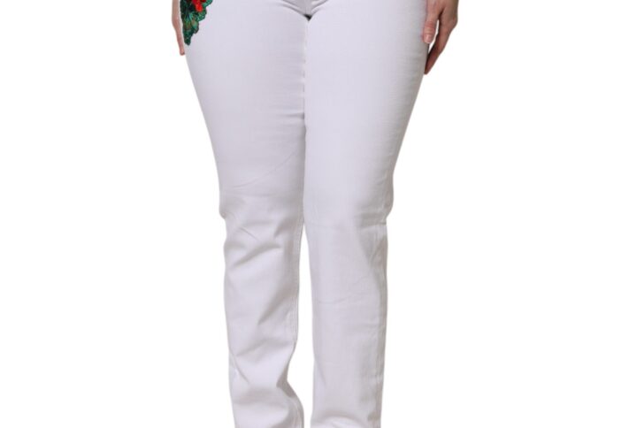 White Floral Sequined GIRLY Denim Jeans
