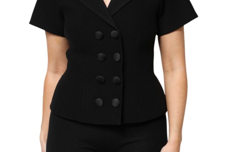 Black Wool Double Breasted Coat Jacket