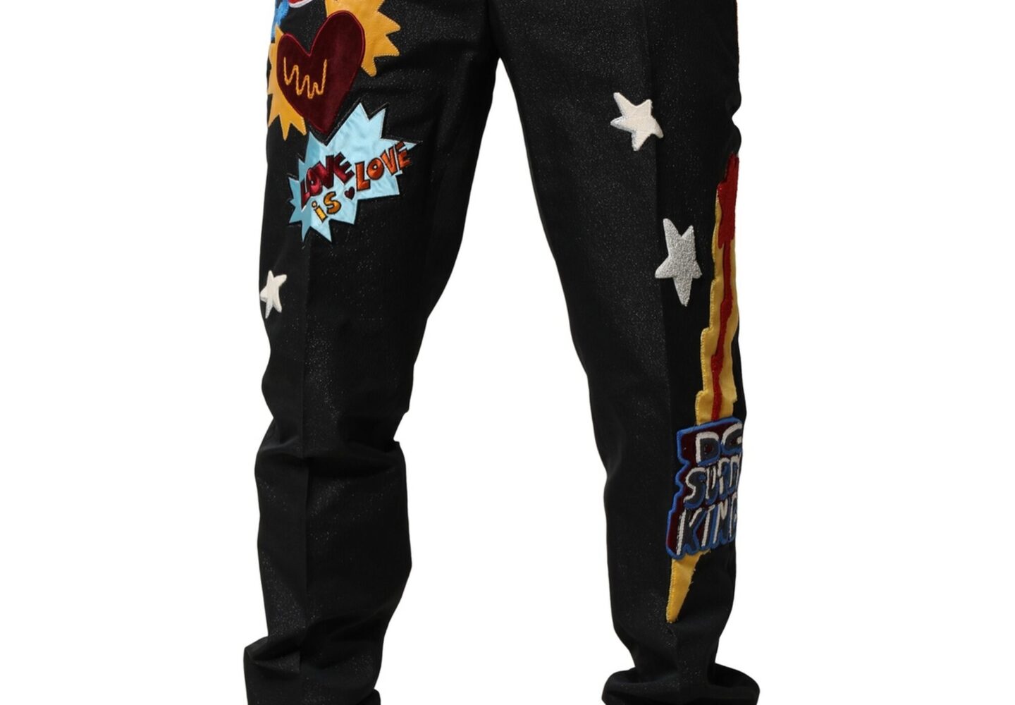 Black Graphic Embroidery Men Pants