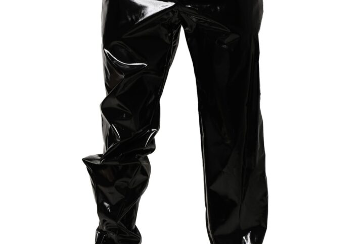 Black Nylon Straight Men Pants - Jag Couture London