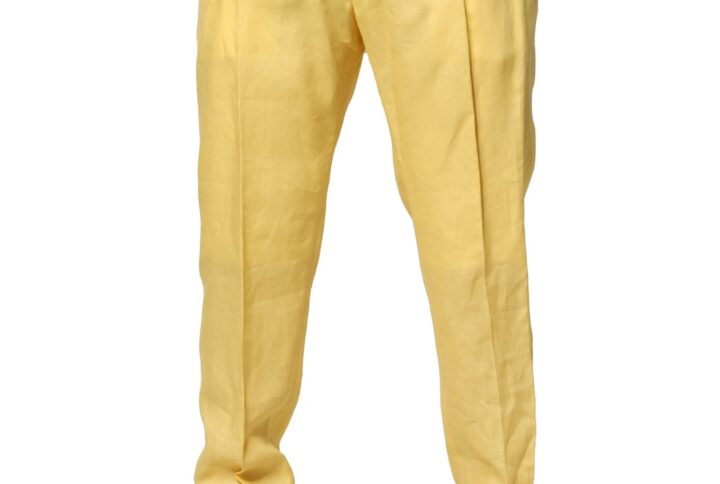 Yellow Flax Tapered Dress Men Pants