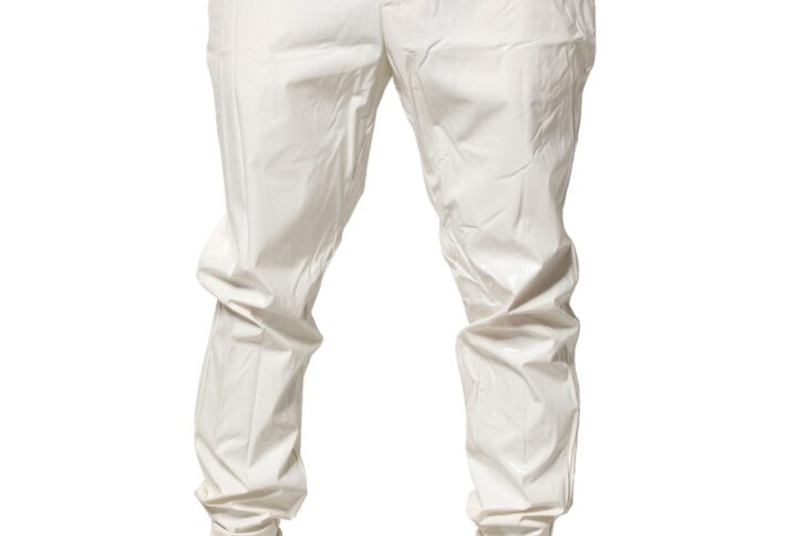 White Nylon Tapered Dress Men Pants