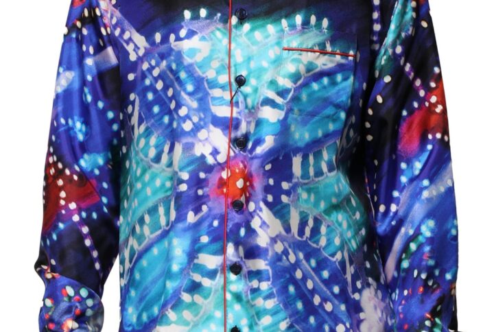 Multicolor Printed Silk Lounge Casual Shirt - Jag Couture London