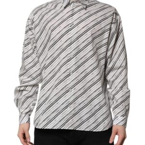White Striped Long Sleeves Men Formal Shirt
