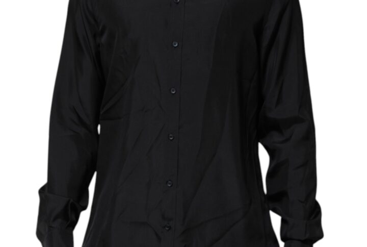 Dark Blue Silk MARTINI Men Formal Dress Shirt