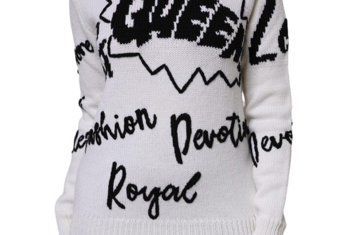 White Wool Knit Crew Neck Pullover Sweater | Jag Couture London – New York