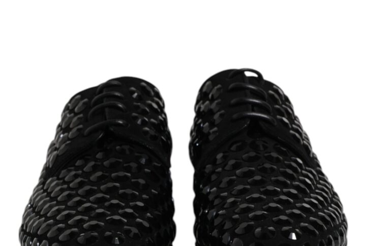 Black Suede Strass Derby Formal Shoes