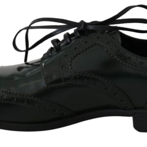 Green Leather Broque Oxford Wingtip Shoes