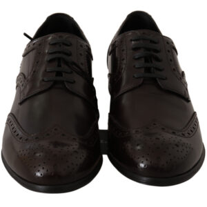 Brown Leather Broques Oxford Wingtip Shoes