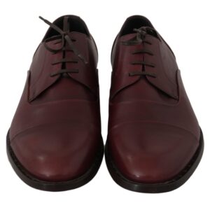Red Bordeaux Leather Derby Formal Shoes