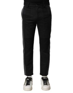 Black Gray Cotton Tapered Men Pants