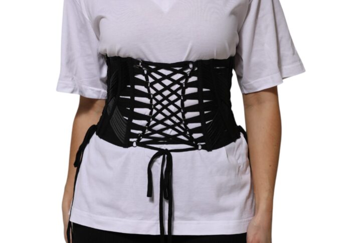 Black Cotton Waist LaceUp Strap Corset Belt | Jag Couture London – New York