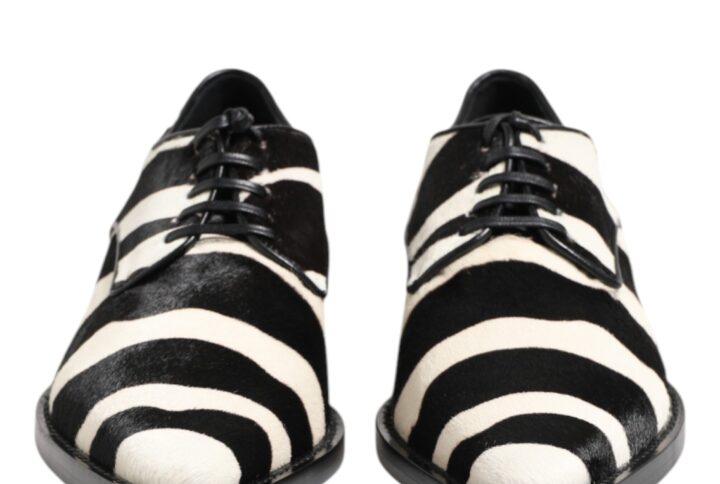 Black White Zebra Pony Fur Dress Shoes | Jag Couture London – New York