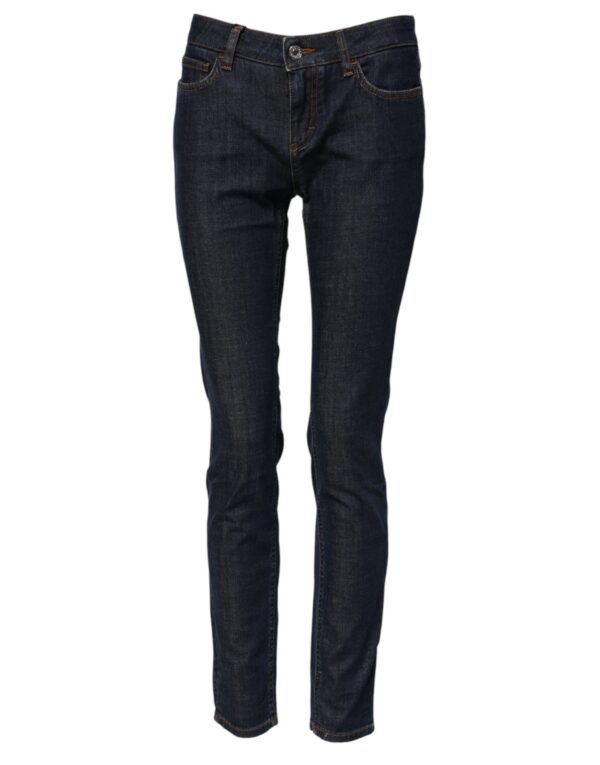 Blue Skinny Cotton Mid Waisted Denim Jeans