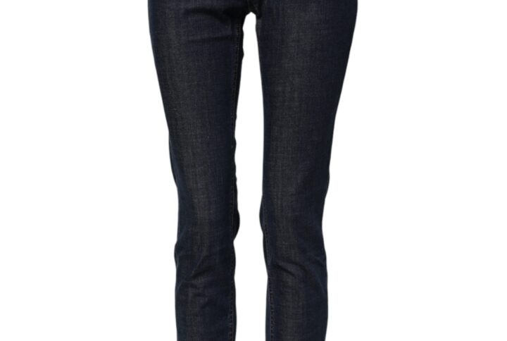 Blue Skinny Cotton Mid Waisted Denim Jeans