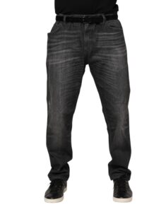 Gray Washed Cotton Loose Denim Jeans