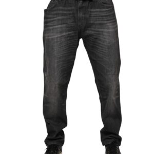 Gray Washed Cotton Loose Denim Jeans