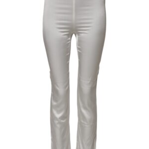 Ivory Silk Tapered High Waist Pants