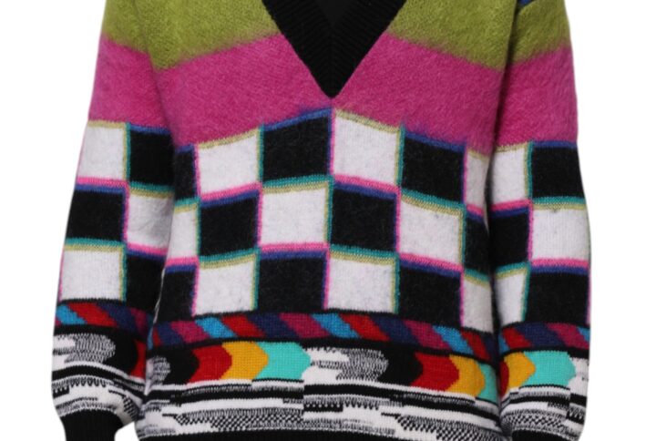 Multicolor Glitch Design Pullover Sweater