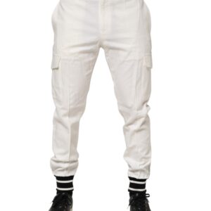 White Cotton Jogger Cargo Skinny Men Pants