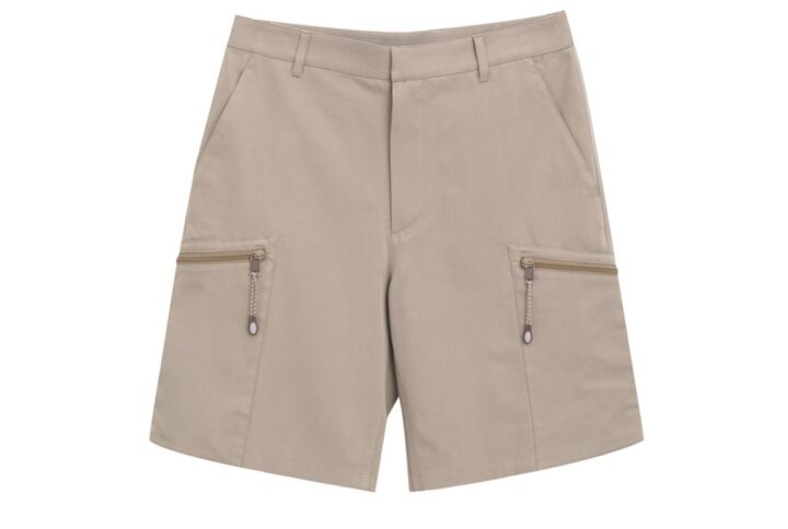 Beige Cotton Cargo Shorts
