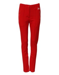 Red Mid Waist Slim Fit Pants