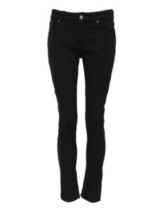 Black Cotton Logo Skinny Mid Waist Denim Jeans