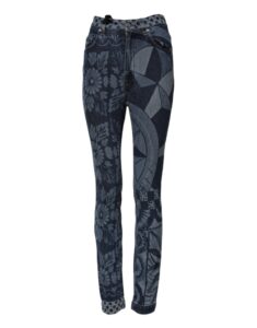 Blue Graphic Print Cotton Skinny Denim Jeans