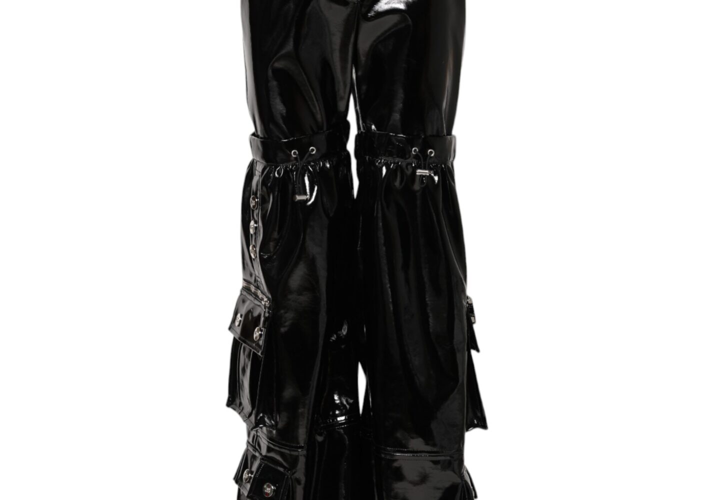 Black High Waist Cargo Bootcut Pants