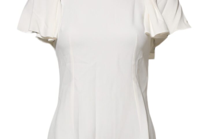 White Round Neck Short Sleeves Blouse Top | Jag Couture London – New York