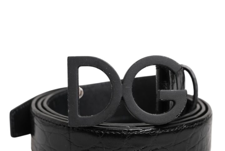 Black Leather Classic Metal DG Buckle Belt