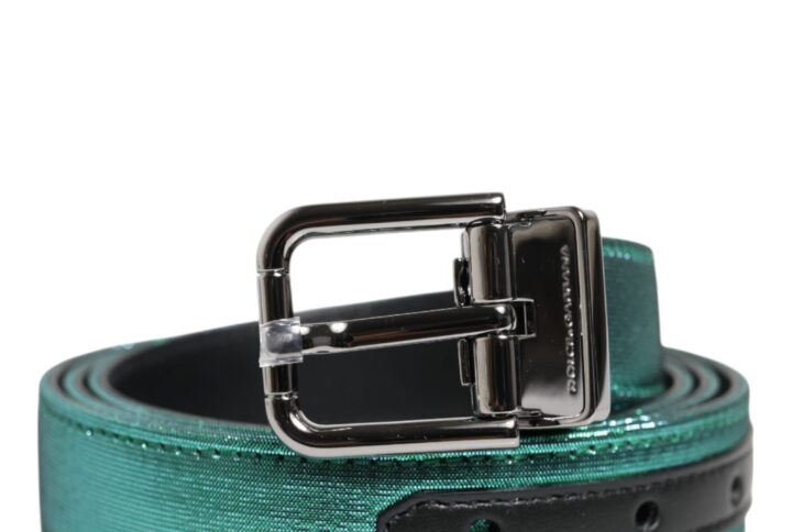 Green Black Polyester Metal Buckle Belt