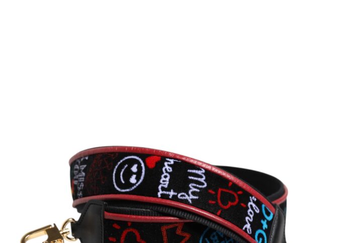 Black Cotton Printed Women Bag Accessory Shoulder Strap