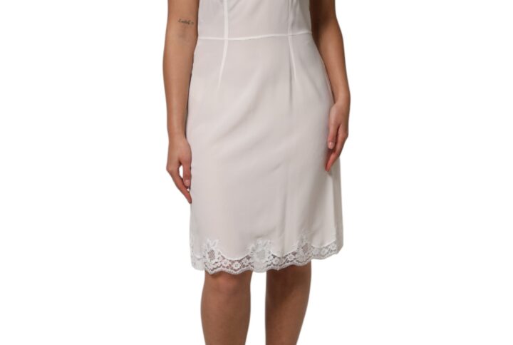 White Lace Gold DG Logo Silk Dress Sleepwear | Jag Couture London – New York