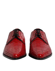 Red Exotic Leather Lace Up Dress Derby Shoes