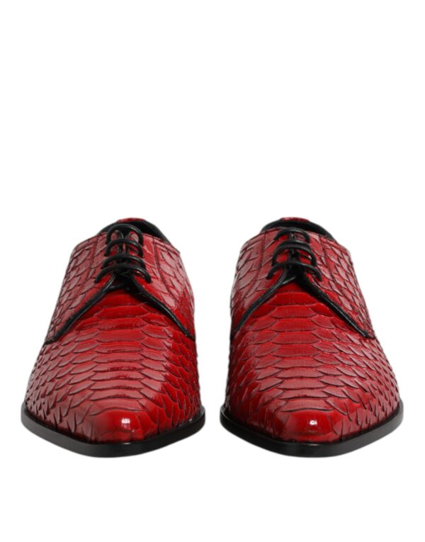 Red Exotic Leather Lace Up Dress Derby Shoes