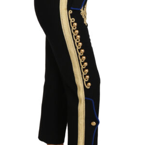 Military Embellished Pants Black Gold Dress Pant