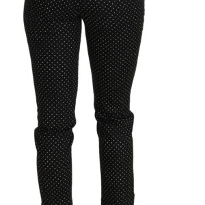 Black Dress Polka Dot Cropped Straight Pants
