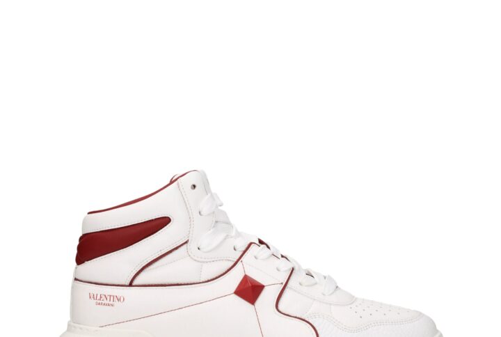 White Leather High Top Sneakers
