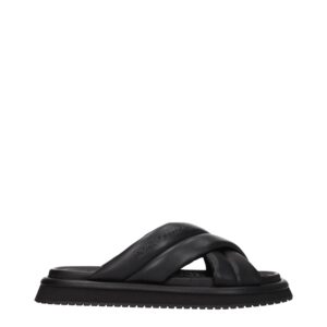Black Leather Slippers